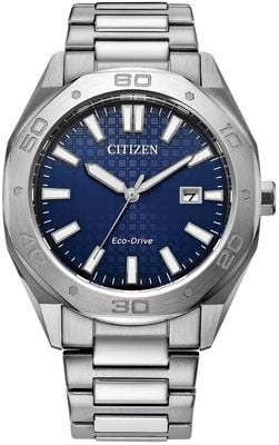 Citizen Eco-Drive Sport (41 mm) strukturiertes blaues Zifferblatt / Edelstahlarmband BM7630-80L