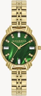 Olivia Burton Damen | goldfarbenes Armband | grünes Zifferblatt OB16DC02