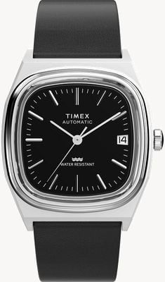 Timex 自動巻き 1983 eライン (34mm) ブラック文字盤 / ブラックレザーストラップ TW2Y07500
