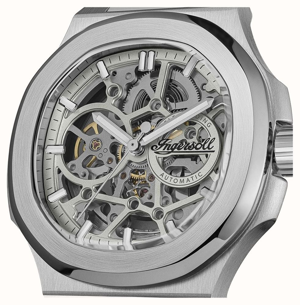 Ingersoll THE FRAME Automatic (47mm) Grey Skeleton Dial / Stainless Steel Bracelet I18302 - alternate view 3