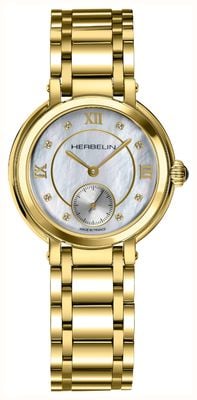 Herbelin 女士 galet（31.5 毫米）珍珠母贝表盘/金色 pvd 不锈钢表链 10630BP59