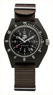 Marathon Oficjalny zegarek usmc nav-d sage green navigator date kwarcowy (41mm) czarna tarcza / zielony balistyczny pasek nato WW194013SG-0202