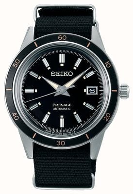 Seiko 60er Jahre schwarzes Nylonarmband im Presage-Stil SRPG09J1