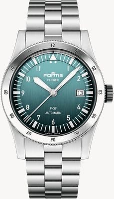 FORTIS Flieger F-39 Automatik Benzin (39 mm) Edelstahl-Blockarmband F4220019