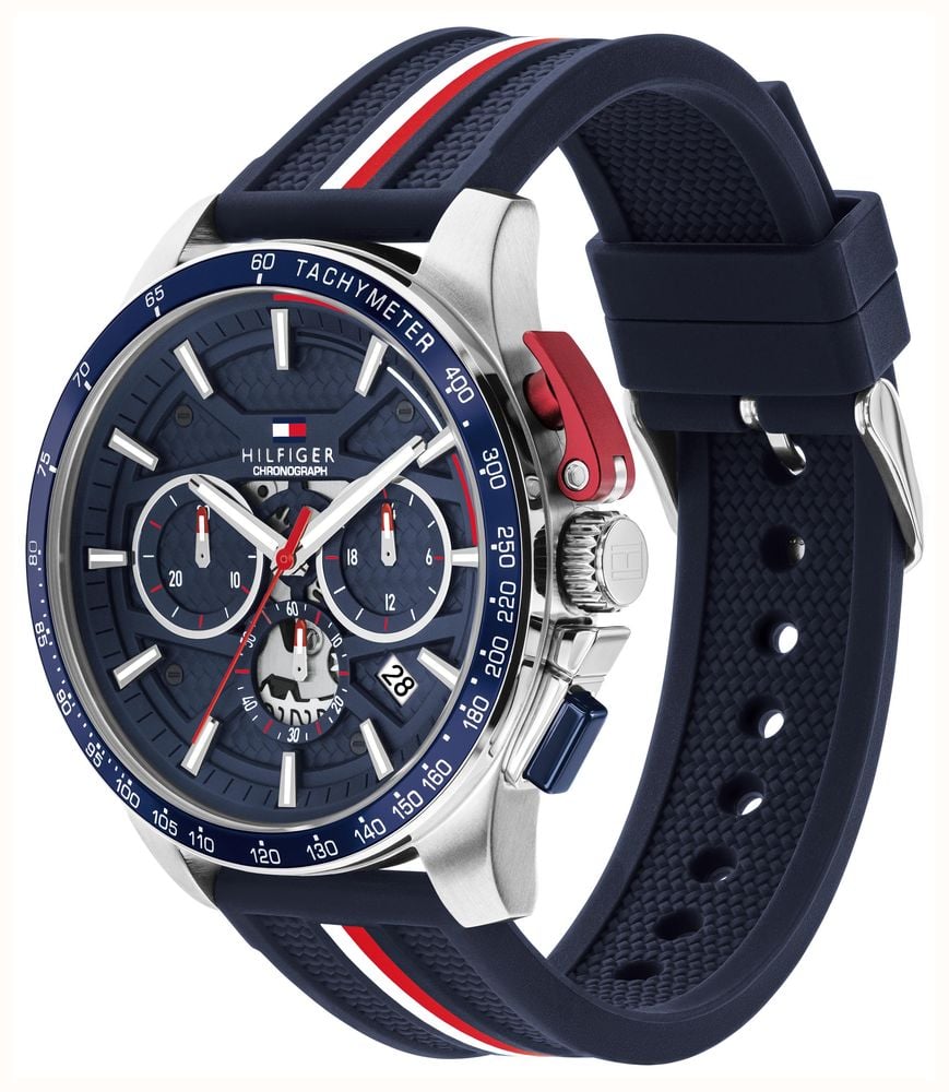 Tommy Hilfiger Mens Blue Silicone Strap Blue Dial Watch 1792292 - alternate view 2
