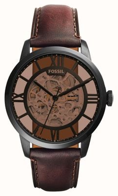 Fossil Men's Townsman Automatic | Brown Skeleton Dial | Brown Leather Strap ME3098