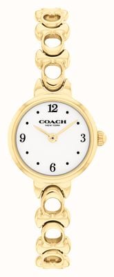 Coach Iris al quarzo a due lancette (22,5 mm) quadrante bianco / bracciale in acciaio inossidabile pvd oro 14504650