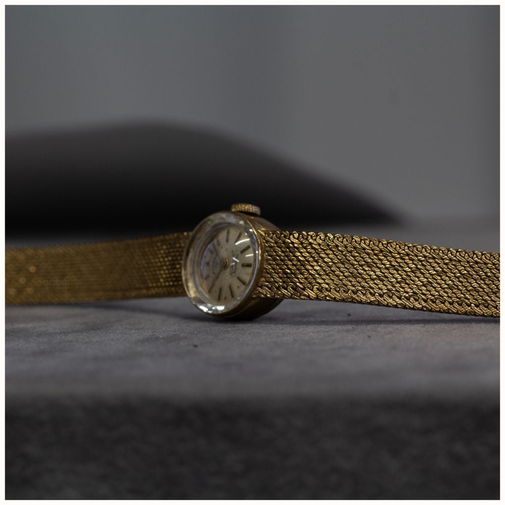 gold ladies dress watch Facet Oval Petite Royal Blue Dial Gold Small Ladies Watch Swiss Made  J5.897.XS
