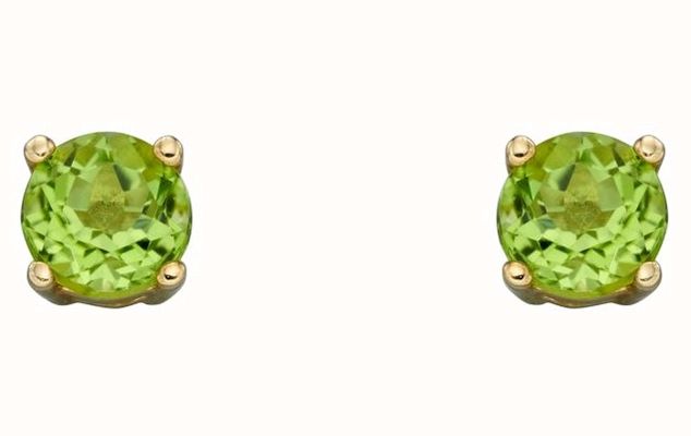 Elements Gold 9ct Yellow Gold 4mm Approx Cz Peridot August Birthstone Studs GE2333