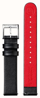 Mondaine Schwarzes 16-mm-Armband aus veganem Traubenleder (nur Armband) FG3116.21Q