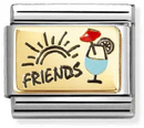 Nomination Classic PLATES In Steel, Enamel And Bonded Yellow Gold Friends With Cocktails Charm 030289/08