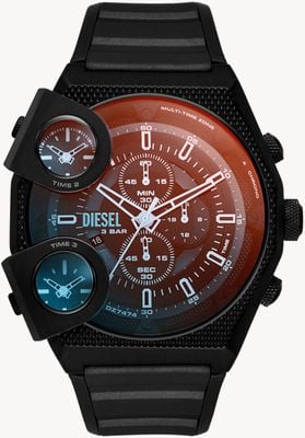 Diesel Nebenschau | schwarzes Chronographen-Zifferblatt | schwarzes Silikonarmband DZ7474