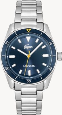 Lacoste Kwarc Boston (39 mm) z niebieską tarczą słoneczną / bransoletą ze stali nierdzewnej 2011424