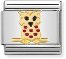 Nomination Classic Owl 18ct Gold & Steel Enamel Charm 030211/10