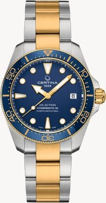 Certina DS Action Diver Powermatic 80 (38mm) Blue Dial / Two-Tone Stainless Steel Bracelet C0488072204100