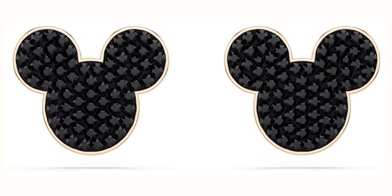 Swarovski Mickey & Minnie stud earrings, Black, Rose gold-tone plated 5737560