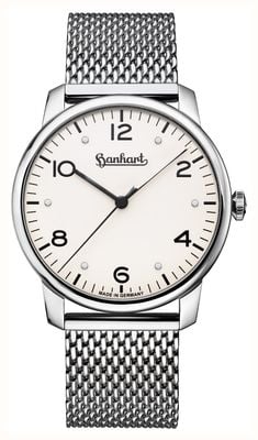 Hanhart Pioneer Silva (38,5 mm) cadran blanc / bracelet en acier inoxydable à maille milanaise 782.250-9428