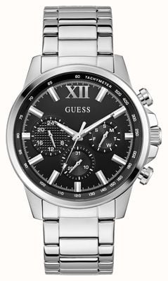 Guess Walker multifonction (44 mm) cadran noir soleillé / bracelet en acier inoxydable GW0900G1