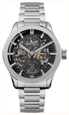 Ingersoll THE BRONC Skeleton Automatic (44mm) Black Dial / Stainless Steel Bracelet I16701