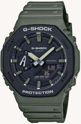 Casio G-szok | rdzeń węglowy | zielony gumowy pasek | wyświetlacz cyfrowy GA-2110SU-3AER