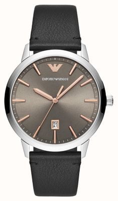 Emporio Armani Hommes | cadran gris | bracelet en cuir noir AR11277