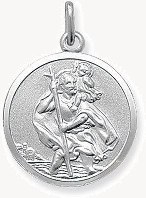 Treasure House Sterling Silver St Christopher Double Sided Round Pendant G6138