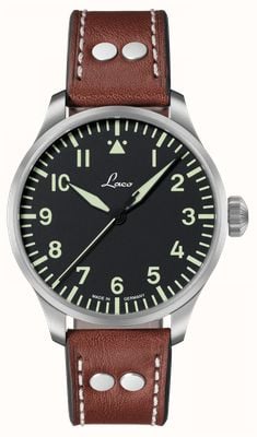 Augsburg Automatik - Laco 31 Upgrade (42mm) schwarzes Zifferblatt / braunes Lederarmband 861688.2.PR