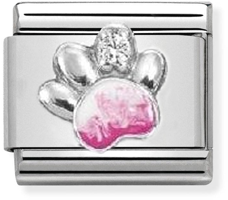 Nomination Composable Classic Silver and Enamel Raised Paw with Cubic Zirconia 330321/13