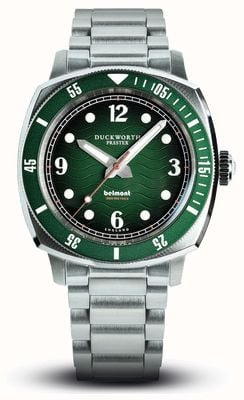 Duckworth Prestex Reloj Belmont para hombre (42 mm) con esfera verde y pulsera de acero inoxidable. D328-04-ST
