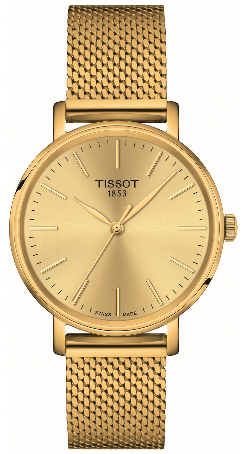 Tissot Dame Ã  chaque fois | cadran or | bracelet en maille montre