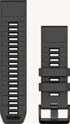 Garmin Quickfit 表带（26 毫米），石墨色和黑色硅胶材质，黑色五金配件 - 仅表带 010-13393-10