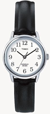 Timex Montre Easy Reader indiglo (25 mm) cadran blanc / bracelet en cuir noir T20441