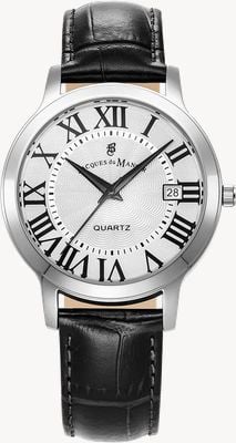 Jacques Du Manoir Genesis Three-Hand Quartz (38mm) Silver Dial / Black Leather Strap JWG04801