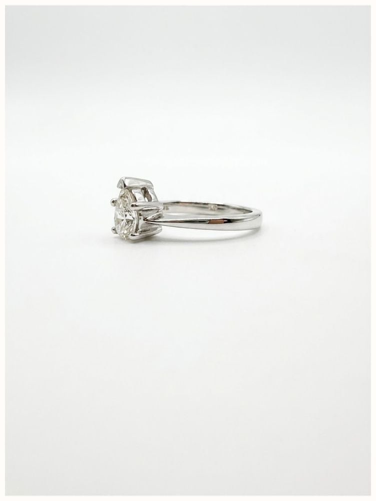 0.49ct Pear Natural Diamond 18ct White Gold Solitaire Ring FCD00402 - 备用视图 2