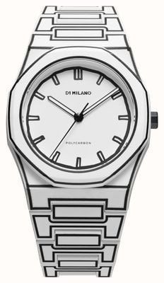 D1 Milano ポリカーボンホワイトスケッチ（40.5mm）マットホワイト文字盤 / ホワイトポリカーボネートストラップ PCBJ34