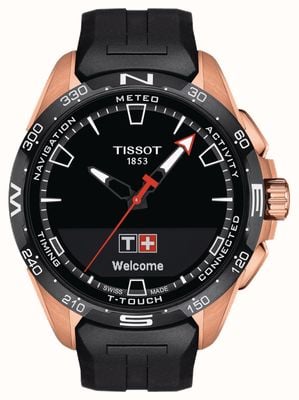 Tissot T-Touch Черный циферблат из титана (47,5 мм) Connect Solar PVD/черный синтетический ремешок T1214204705102