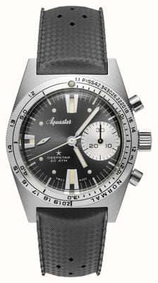 Aquastar Cronografo automatico Deepstar (39 mm) quadrante grigio acciaio / cinturino grigio tropic DS39-TRO SG