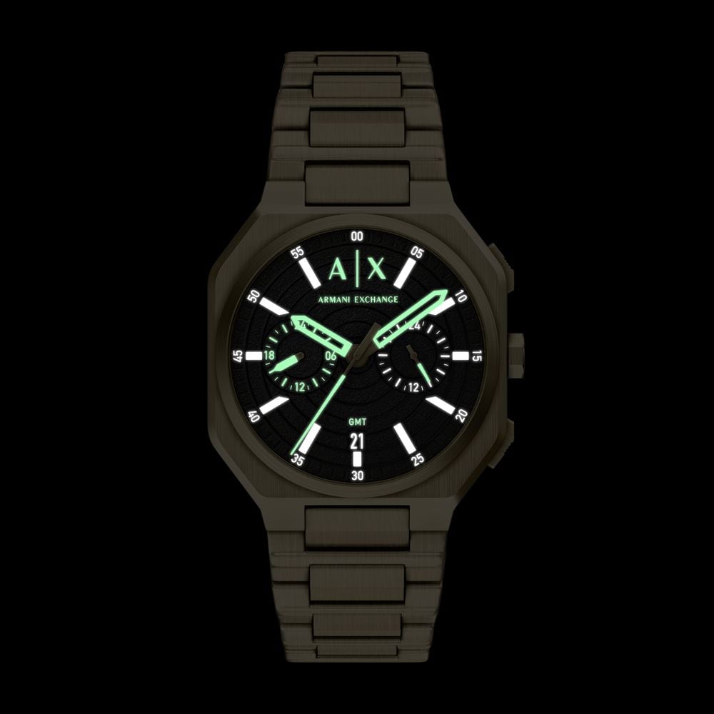 Armani Exchange Dual-Time Quartz (40mm) Black Dial / Gold PVD Stainless Steel Bracelet AX1476 - vista alternativa 5
