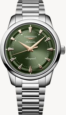 LONGINES Conquest Heritage Automatik (40 mm) grünes Zifferblatt mit Sonnenschliff / Edelstahlarmband L16504026