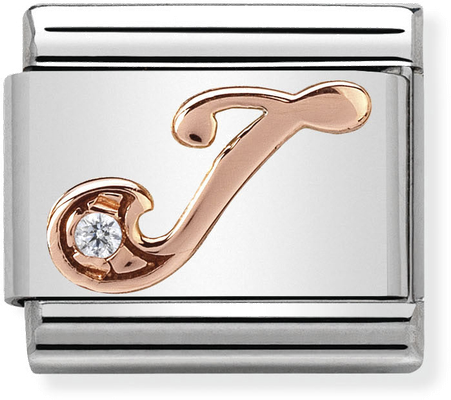 Nomination Classic Letter J 9ct Rose Gold & Steel Charm 430310/10