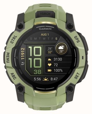 Garmin Instinct 3 – Alpine Rush Edition AMOLED Outdoor-GPS-Smartwatch (50 mm) Farngrün mit Farnarmband 010-03020-02