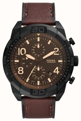 Fossil Bronson pour hommes | cadran chronographe marron | bracelet en cuir marron FS5875