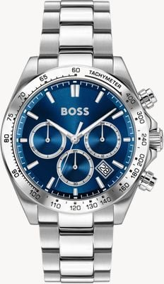 BOSS Chronographe à quartz Hero 2.0 (44 mm), cadran bleu / bracelet en acier inoxydable 1514315
