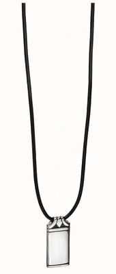 Fred Bennett Men's Stainless Steel Textured Pendant on Leather Necklace N4150