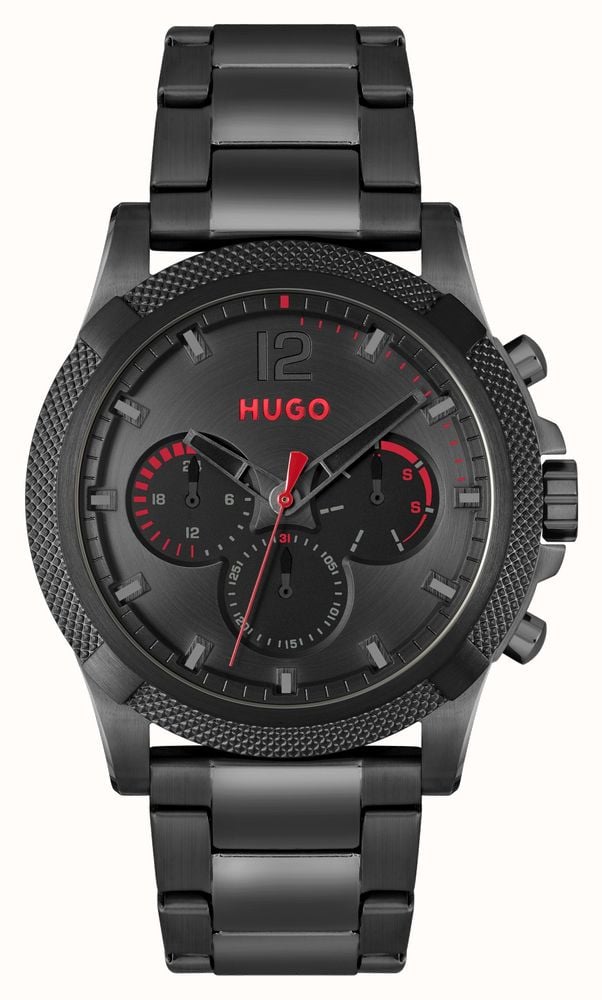 HUGO Men s IMPRESS Black Dial Black Stainless Steel Bracelet 1530296 First Class Watches IRL