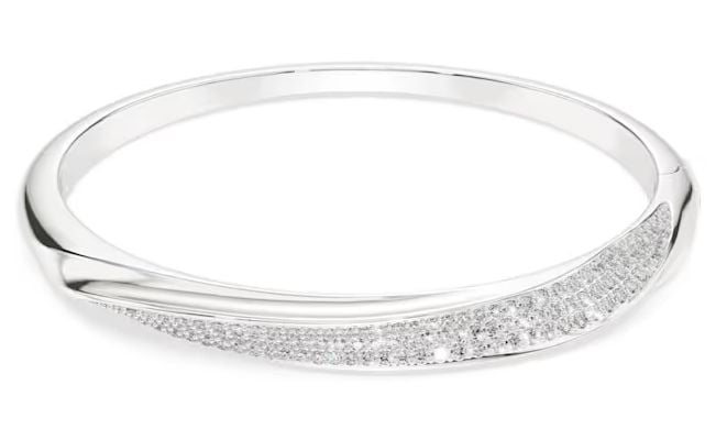 Swarovski Classica Armreif, Rundschliff, Weiß, Sterlingsilber