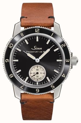 Sinn 104 Classic 12 pequeños segundos (41 mm), esfera negra galvanizada / correa de piel marrón tostado 104.060 TAN LEATHER