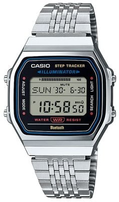 Casio Montre vintage Bluetooth (41,6 mm) à affichage numérique et bracelet en acier inoxydable ABL-100WE-1AEF