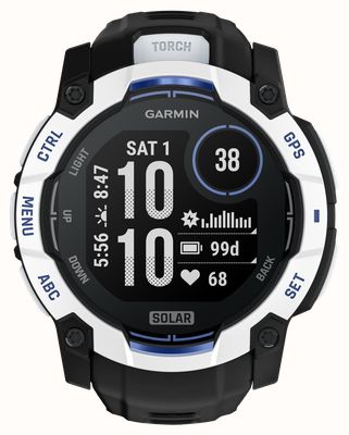 Garmin Instinct 3 - solar outdoor gps smartwatch (50mm) whitestone met zwart/blauw bandje 010-02935-03