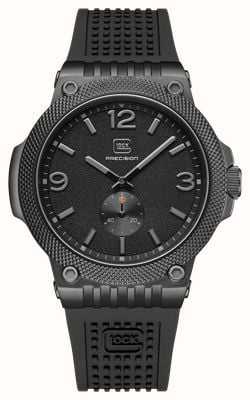 GLOCK Precision Small-Seconds Quartz (43mm) Black Textured Dial / Black Silicone RTF Strap GW-43-3-24